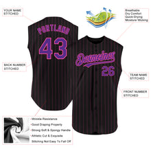 Загрузить изображение в средство просмотра галереи, Custom Black Pink Pinstripe Purple Authentic Sleeveless Baseball Jersey