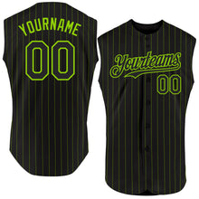 Загрузить изображение в средство просмотра галереи, Custom Black Neon Green Pinstripe Neon Green Authentic Sleeveless Baseball Jersey
