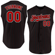 Charger l'image dans la galerie, Custom Black Red Pinstripe White Authentic Sleeveless Baseball Jersey