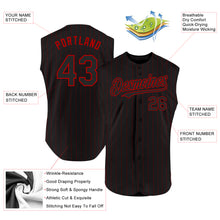Charger l'image dans la galerie, Custom Black Red Pinstripe Red Authentic Sleeveless Baseball Jersey