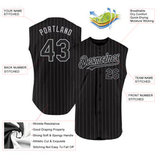 Charger l'image dans la galerie, Custom Black Gray Pinstripe Gray Authentic Sleeveless Baseball Jersey