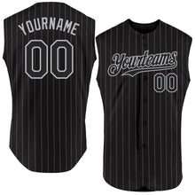 Charger l'image dans la galerie, Custom Black Gray Pinstripe Gray Authentic Sleeveless Baseball Jersey