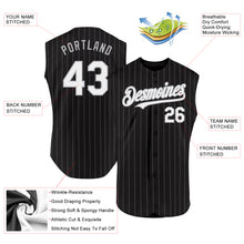 Charger l'image dans la galerie, Custom Black Gray Pinstripe White Authentic Sleeveless Baseball Jersey