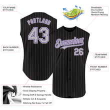 Charger l'image dans la galerie, Custom Black Gray Pinstripe Purple-White Authentic Sleeveless Baseball Jersey