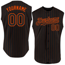 Charger l'image dans la galerie, Custom Black Orange Pinstripe Orange Authentic Sleeveless Baseball Jersey