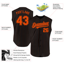Charger l'image dans la galerie, Custom Black Orange Pinstripe Orange Authentic Sleeveless Baseball Jersey