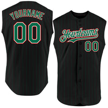 Charger l'image dans la galerie, Custom Black Kelly Green Pinstripe White-Red Authentic Sleeveless Baseball Jersey