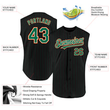 Charger l'image dans la galerie, Custom Black Kelly Green Pinstripe White-Orange Authentic Sleeveless Baseball Jersey