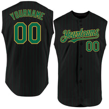 Charger l'image dans la galerie, Custom Black Kelly Green Pinstripe Old Gold Authentic Sleeveless Baseball Jersey