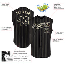 Charger l'image dans la galerie, Custom Black Cream Pinstripe Cream Authentic Sleeveless Baseball Jersey