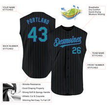 Charger l'image dans la galerie, Custom Black Teal Pinstripe Purple Authentic Sleeveless Baseball Jersey