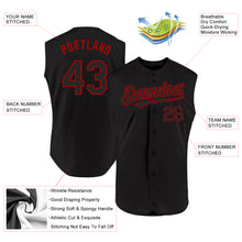 Загрузить изображение в средство просмотра галереи, Custom Black Red Authentic Sleeveless Baseball Jersey