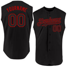 Загрузить изображение в средство просмотра галереи, Custom Black Red Authentic Sleeveless Baseball Jersey