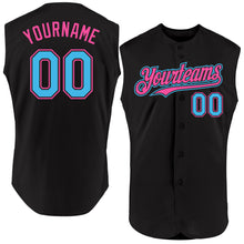 Загрузить изображение в средство просмотра галереи, Custom Black Sky Blue-Pink Authentic Sleeveless Baseball Jersey