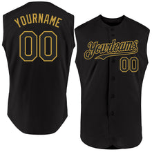 Загрузить изображение в средство просмотра галереи, Custom Black Old Gold Authentic Sleeveless Baseball Jersey
