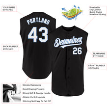 Загрузить изображение в средство просмотра галереи, Custom Black White-Light Blue Authentic Sleeveless Baseball Jersey