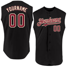 Загрузить изображение в средство просмотра галереи, Custom Black Crimson-Cream Authentic Sleeveless Baseball Jersey
