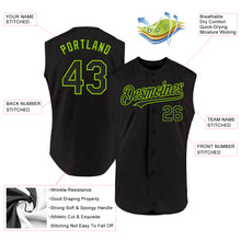 Charger l'image dans la galerie, Custom Black Neon Green Authentic Sleeveless Baseball Jersey