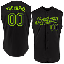 Charger l'image dans la galerie, Custom Black Neon Green Authentic Sleeveless Baseball Jersey