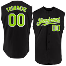 Загрузить изображение в средство просмотра галереи, Custom Black Neon Green-White Authentic Sleeveless Baseball Jersey