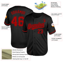Charger l'image dans la galerie, Custom Black Red Mesh Authentic Throwback Baseball Jersey