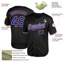 Load image into Gallery viewer, Custom Black Royal-Red Mesh Authentic Throwback Baseball Jersey