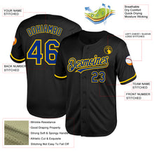 Charger l'image dans la galerie, Custom Black Royal-Yellow Mesh Authentic Throwback Baseball Jersey