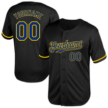 Charger l'image dans la galerie, Custom Black Royal-Yellow Mesh Authentic Throwback Baseball Jersey