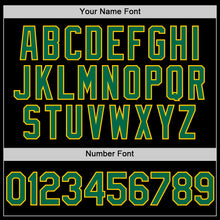 Load image into Gallery viewer, Custom Black Kelly Green-Yellow Mesh Authentic Throwback Baseball Jersey