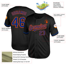 Charger l'image dans la galerie, Custom Black Royal-Orange Mesh Authentic Throwback Baseball Jersey