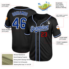 Load image into Gallery viewer, Custom Black Royal-Red Mesh Authentic Throwback Baseball Jersey