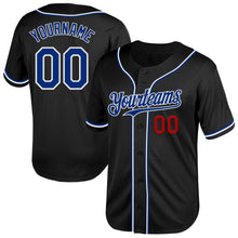 Load image into Gallery viewer, Custom Black Royal-Red Mesh Authentic Throwback Baseball Jersey