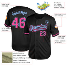 Load image into Gallery viewer, Custom Black Pink-Light Blue Mesh Authentic Throwback Baseball Jersey