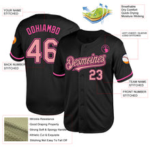 Laden Sie das Bild in den Galerie-Viewer, Custom Black Medium Pink-Pink Mesh Authentic Throwback Baseball Jersey