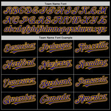 Load image into Gallery viewer, Custom Black Dark Purple-Gold Mesh Authentic Throwback Baseball Jersey
