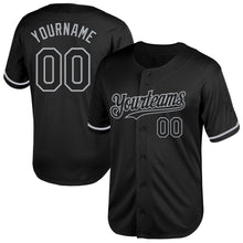Charger l'image dans la galerie, Custom Black Gray Mesh Authentic Throwback Baseball Jersey