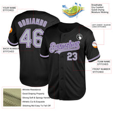 Load image into Gallery viewer, Custom Black Gray-Purple Mesh Authentic Throwback Baseball Jersey
