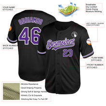 Charger l'image dans la galerie, Custom Black Purple-White Mesh Authentic Throwback Baseball Jersey