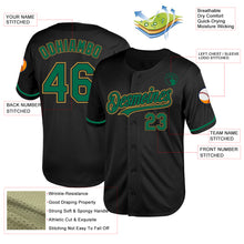 Load image into Gallery viewer, Custom Black Kelly Green-Old Gold Mesh Authentic Throwback Baseball Jersey
