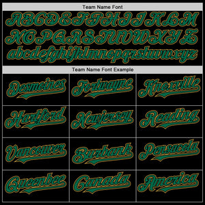 Custom Black Kelly Green-Old Gold Mesh Authentic Throwback Baseball Jersey