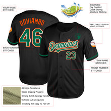 Load image into Gallery viewer, Custom Black Kelly Green-Orange Mesh Authentic Throwback Baseball Jersey
