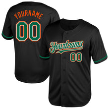 Load image into Gallery viewer, Custom Black Kelly Green-Orange Mesh Authentic Throwback Baseball Jersey
