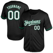 Load image into Gallery viewer, Custom Black White-Kelly Green Mesh Authentic Throwback Baseball Jersey
