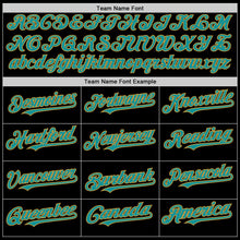 Load image into Gallery viewer, Custom Black Teal-Old Gold Mesh Authentic Throwback Baseball Jersey