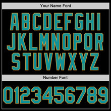 Load image into Gallery viewer, Custom Black Teal-Old Gold Mesh Authentic Throwback Baseball Jersey