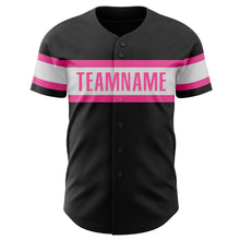 Загрузить изображение в средство просмотра галереи, Custom Black White-Pink Authentic Baseball Jersey