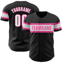Загрузить изображение в средство просмотра галереи, Custom Black White-Pink Authentic Baseball Jersey