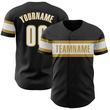 Charger l'image dans la galerie, Custom Black White-Old Gold Authentic Baseball Jersey