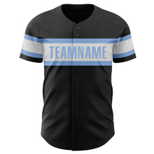 Загрузить изображение в средство просмотра галереи, Custom Black White-Light Blue Authentic Baseball Jersey