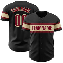 Загрузить изображение в средство просмотра галереи, Custom Black Crimson-Cream Authentic Baseball Jersey